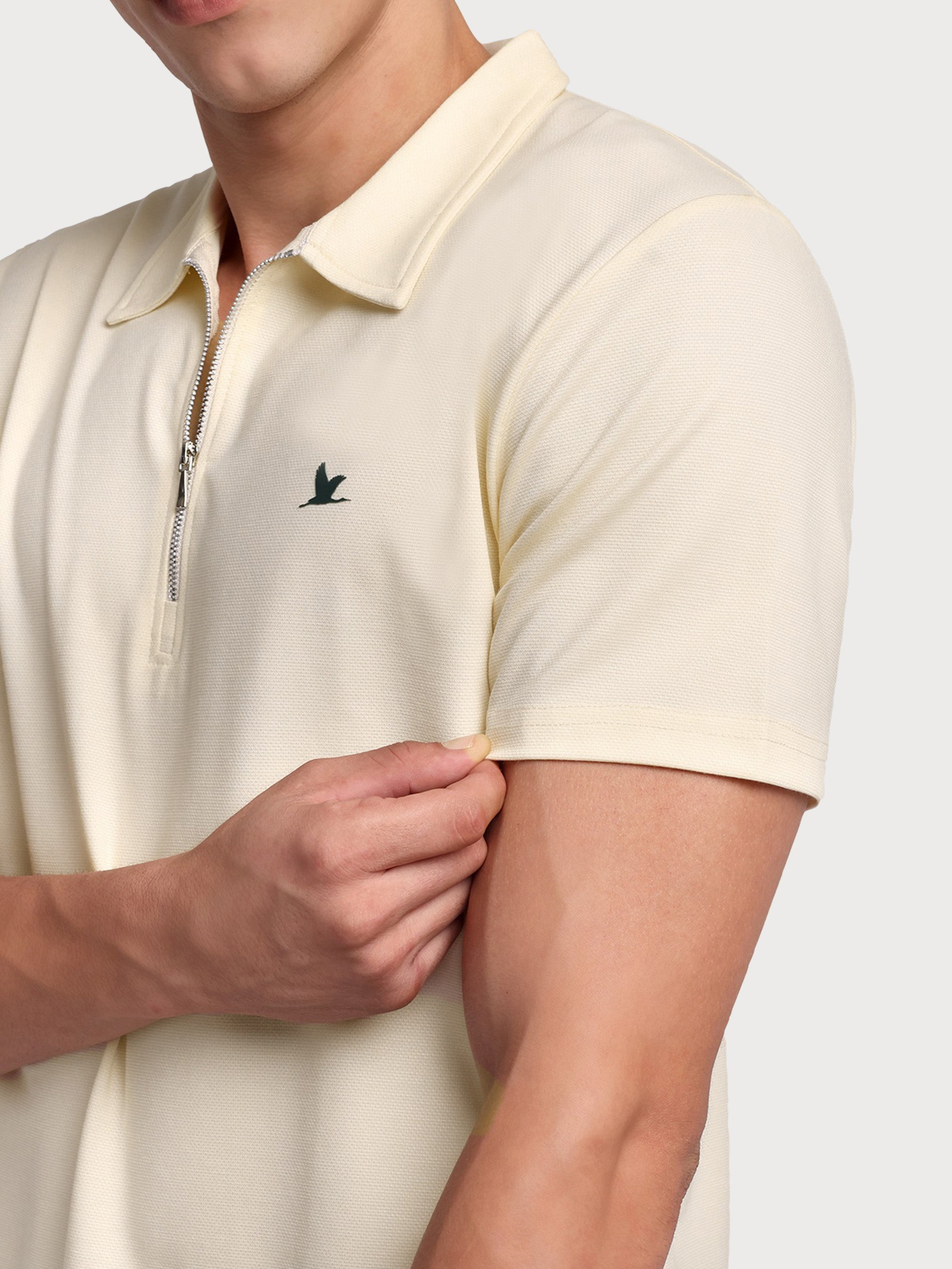 Velocity Zip Polo Light Cream