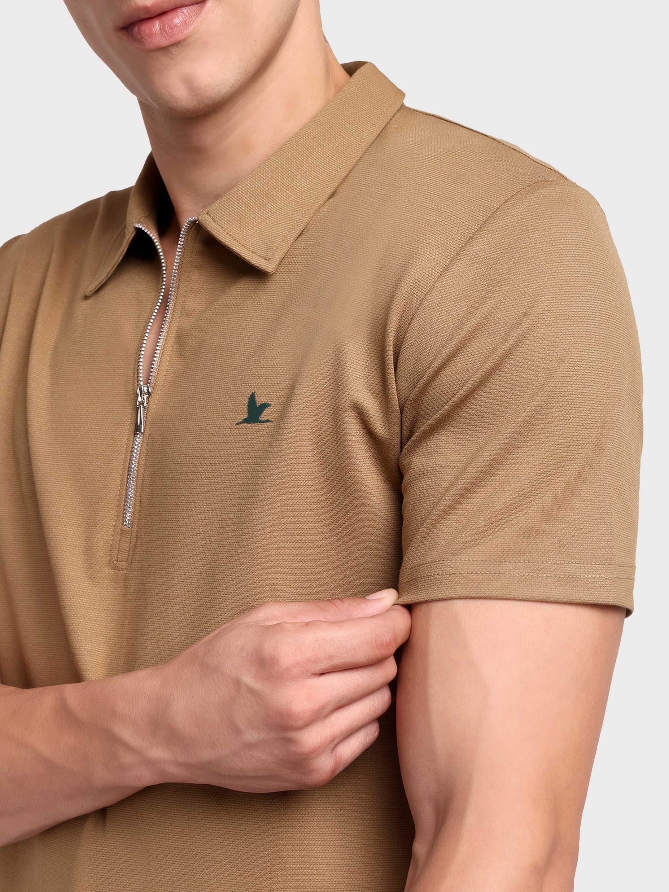 Velocity Zip Polo Khaki