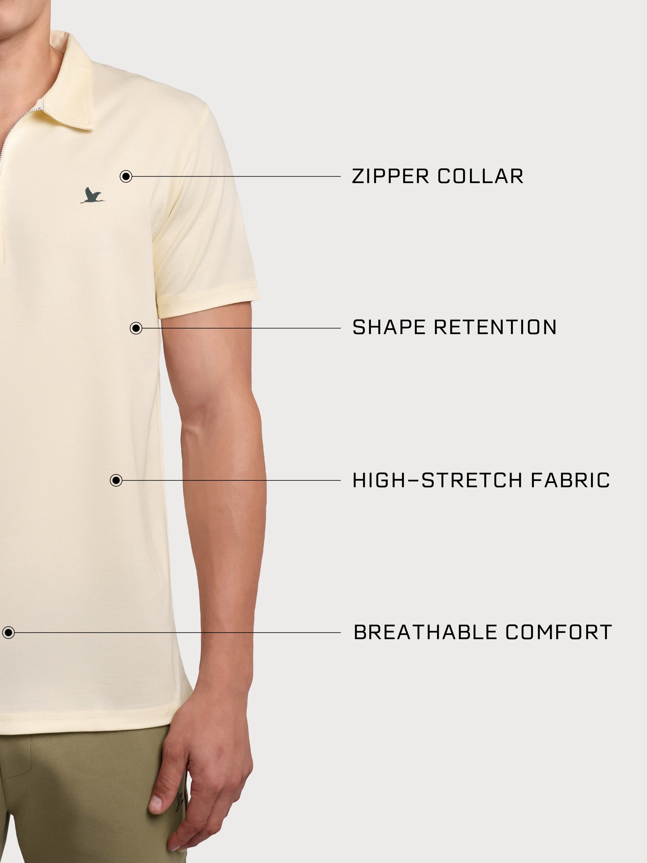 Velocity Zip Polo Light Cream