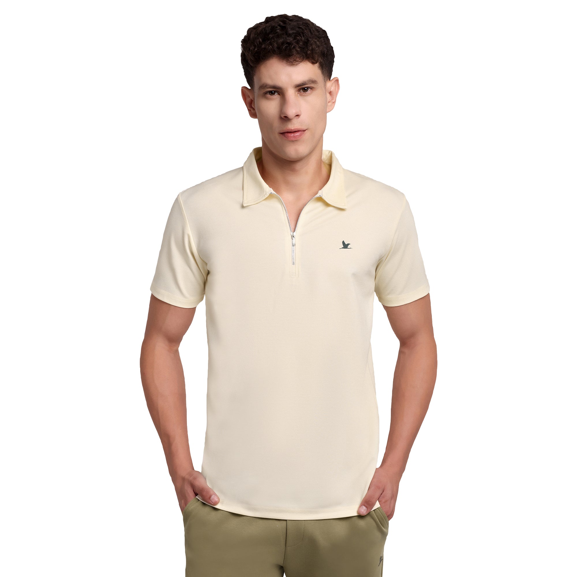 Velocity Zip Polo Light Cream