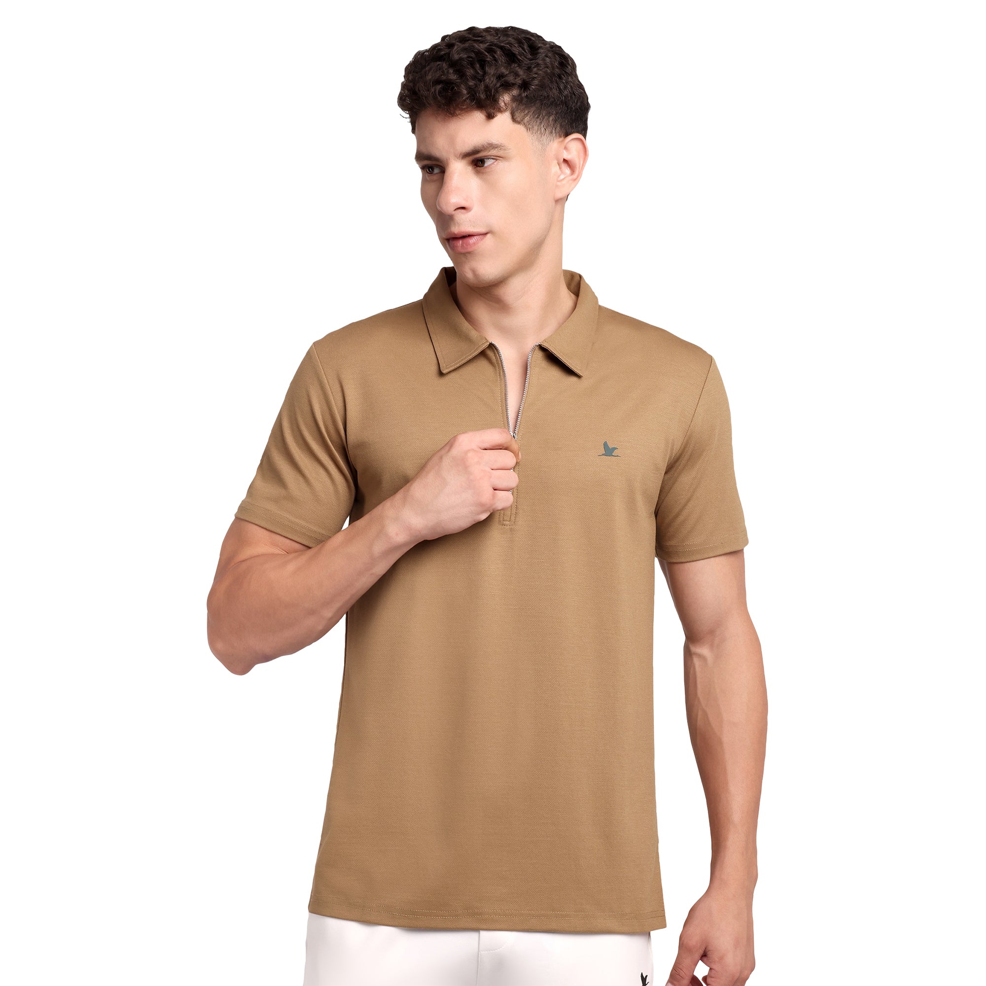 Velocity Zip Polo Khaki