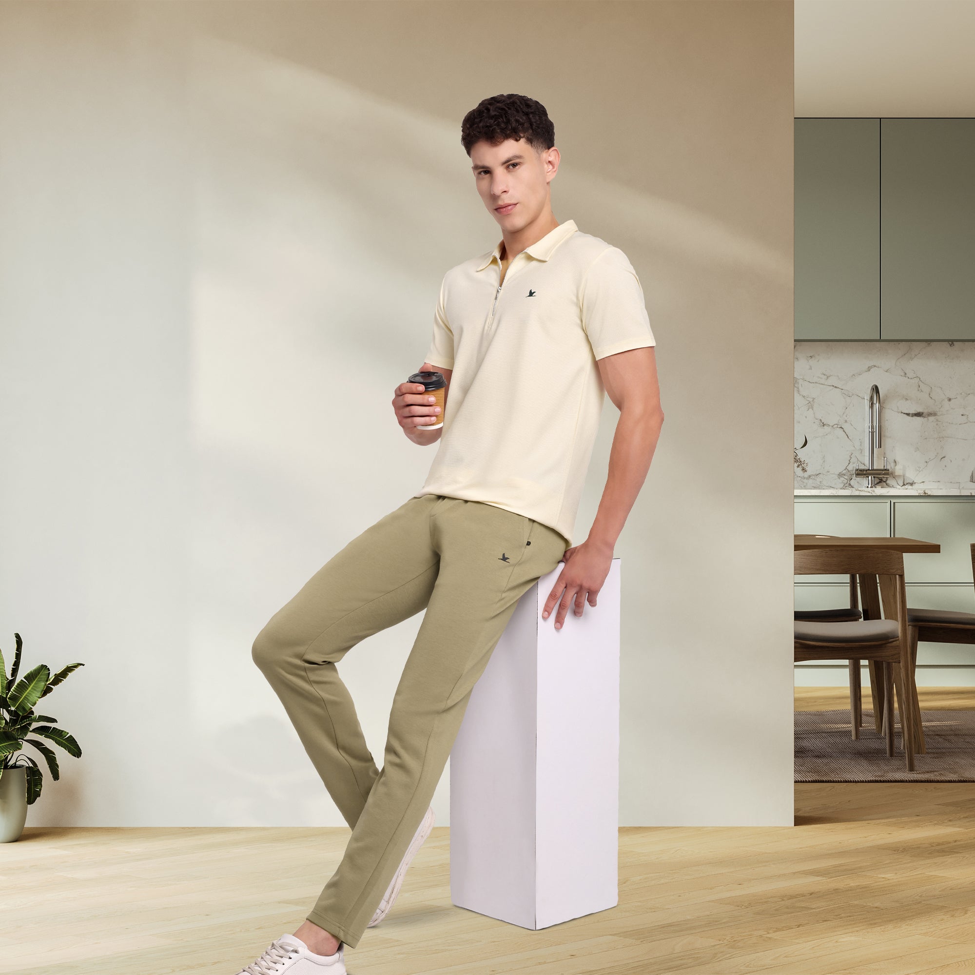 Velocity Zip Polo Light Cream