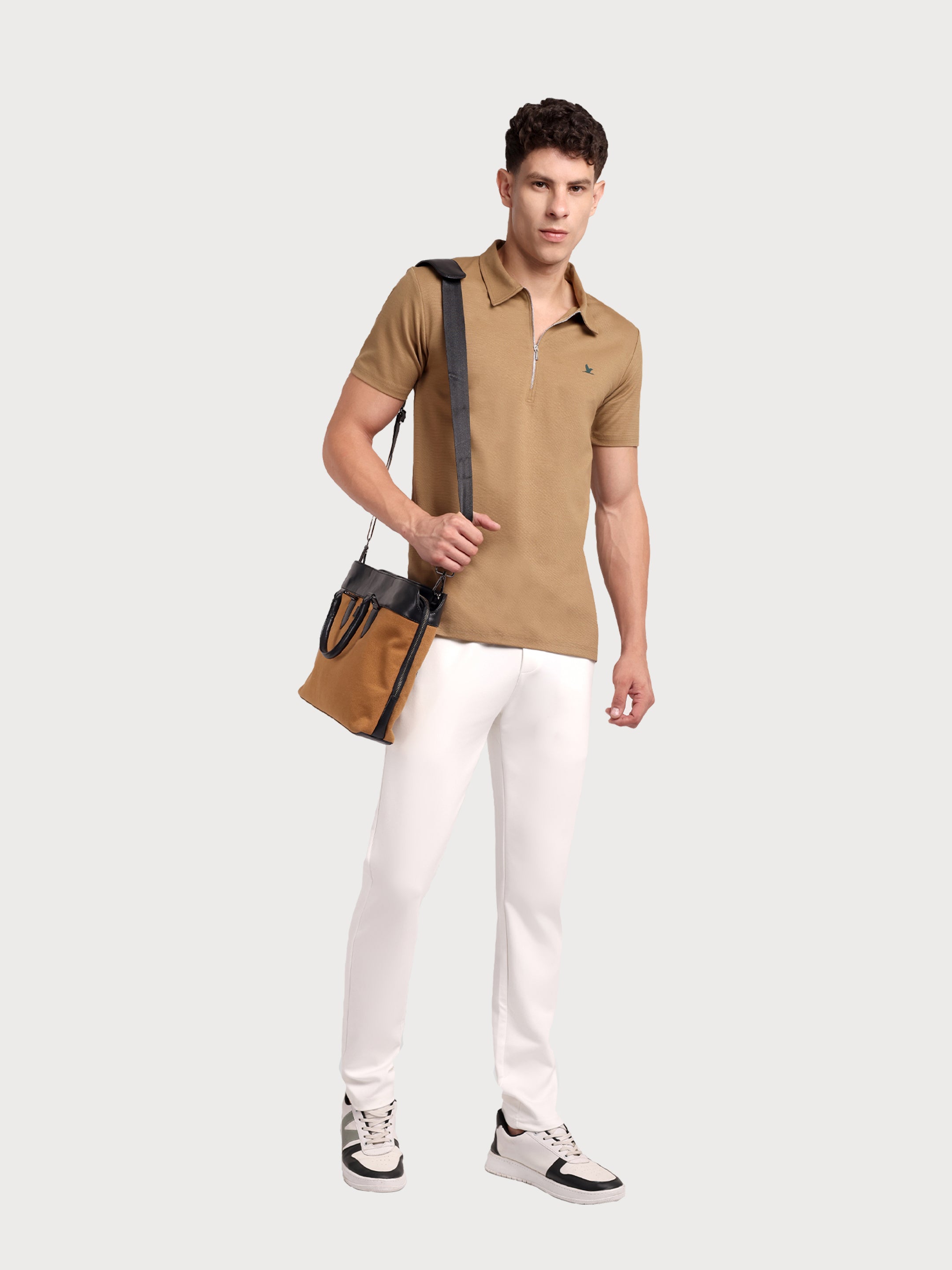 Velocity Zip Polo Khaki