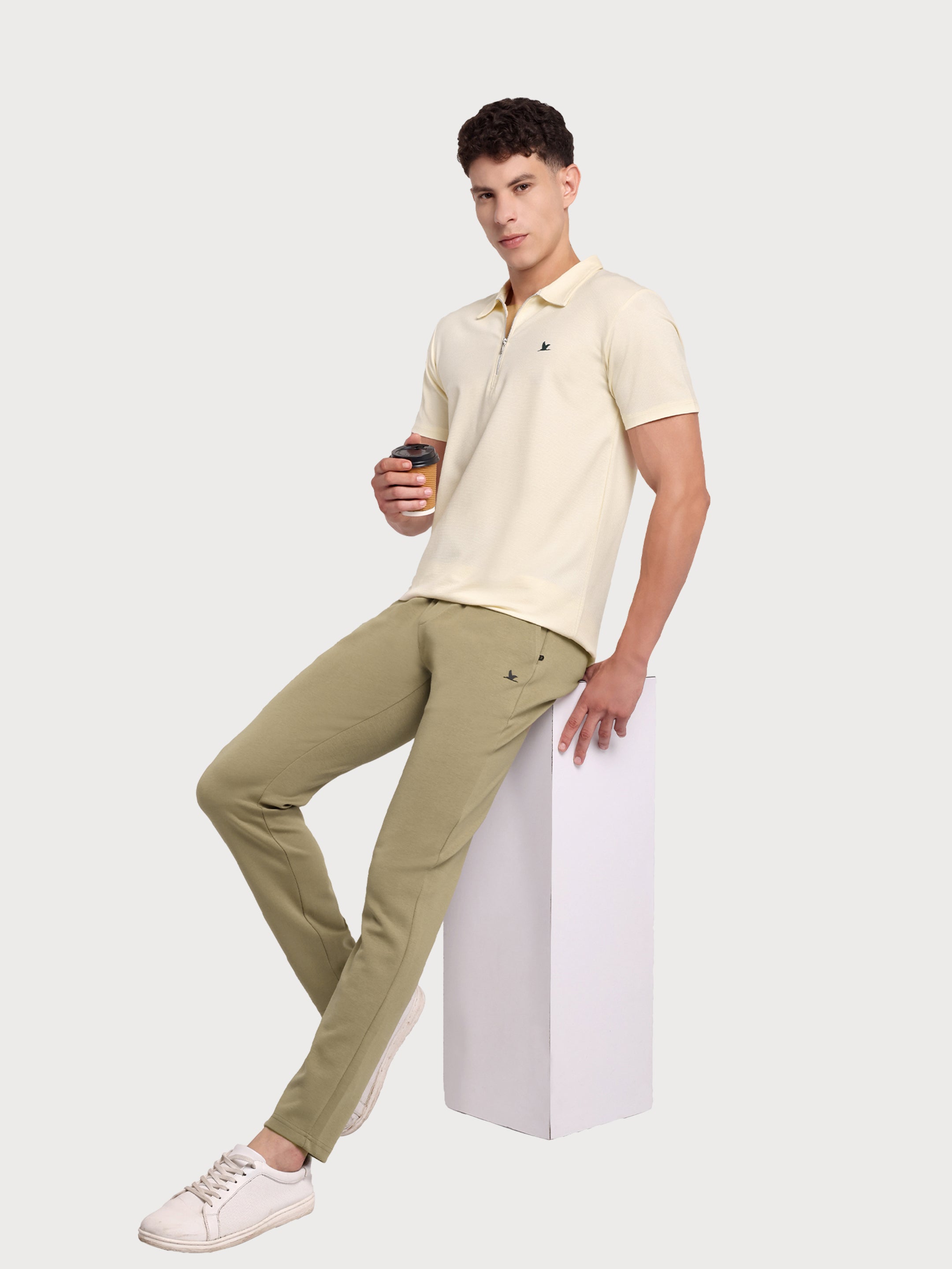 Velocity Zip Polo Light Cream