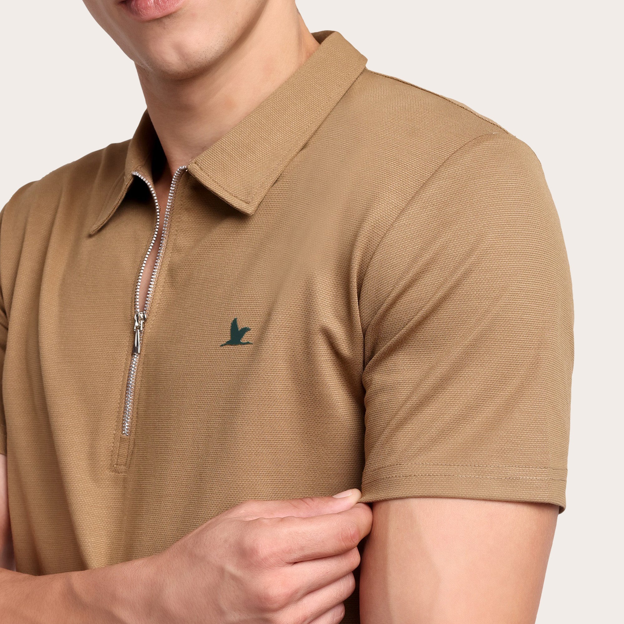 Velocity Zip Polo Khaki