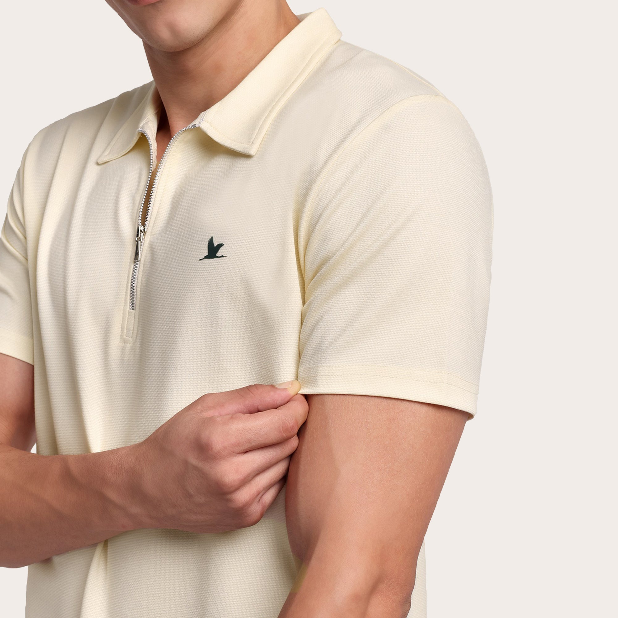 Velocity Zip Polo Light Cream
