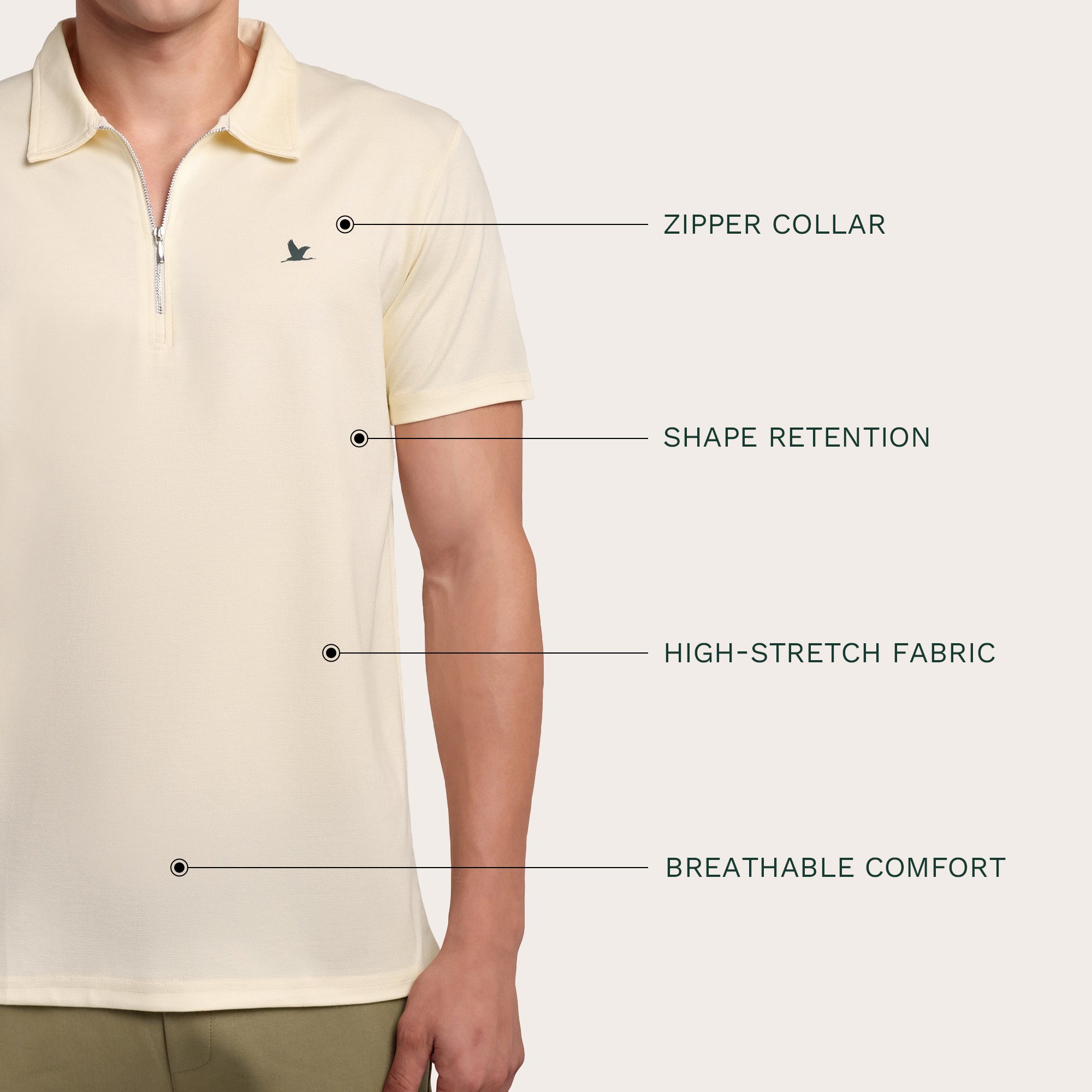 Velocity Zip Polo Light Cream